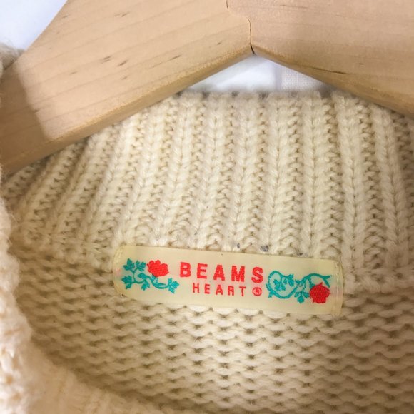 Beams Heart Japanese Striped White Sweater Minimal - Picture 2 of 7